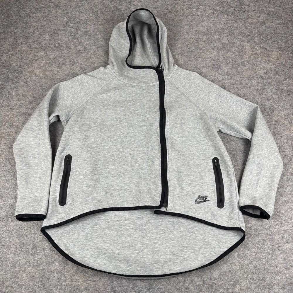 Nike Sportswear Tech Fleece Jacket Asymmetrical Gray Womens Medium M *